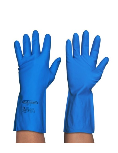 GUANTE NITRILO MENAJE SATINADO AZUL T/L